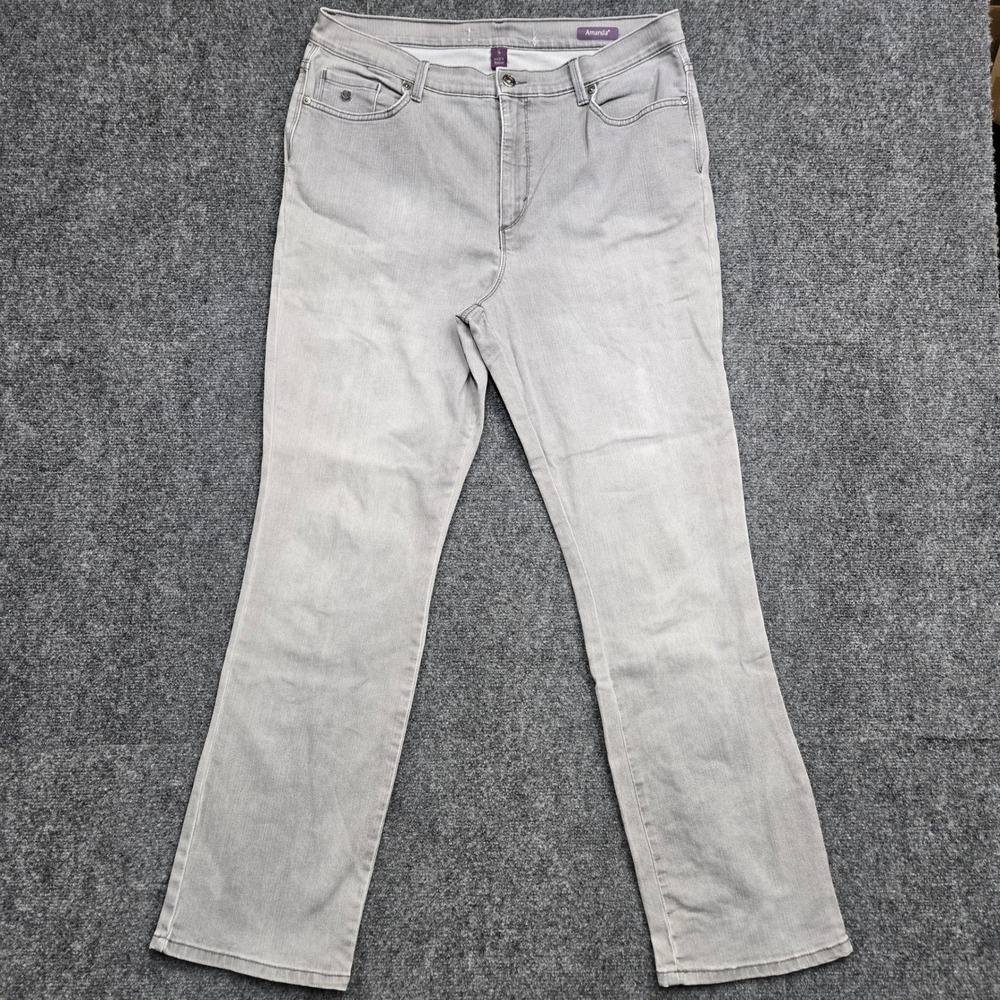 Gloria Vanderbilt Amanda Jeans Womens Size 16 36x30 Gray High Rise Straight Leg